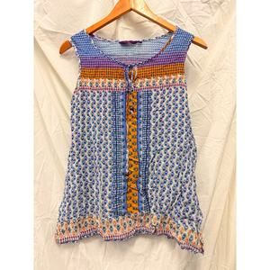 Srishti Organic Cotton Bohemian Print Artsy Geometric Tank Top Y2K Medium‎